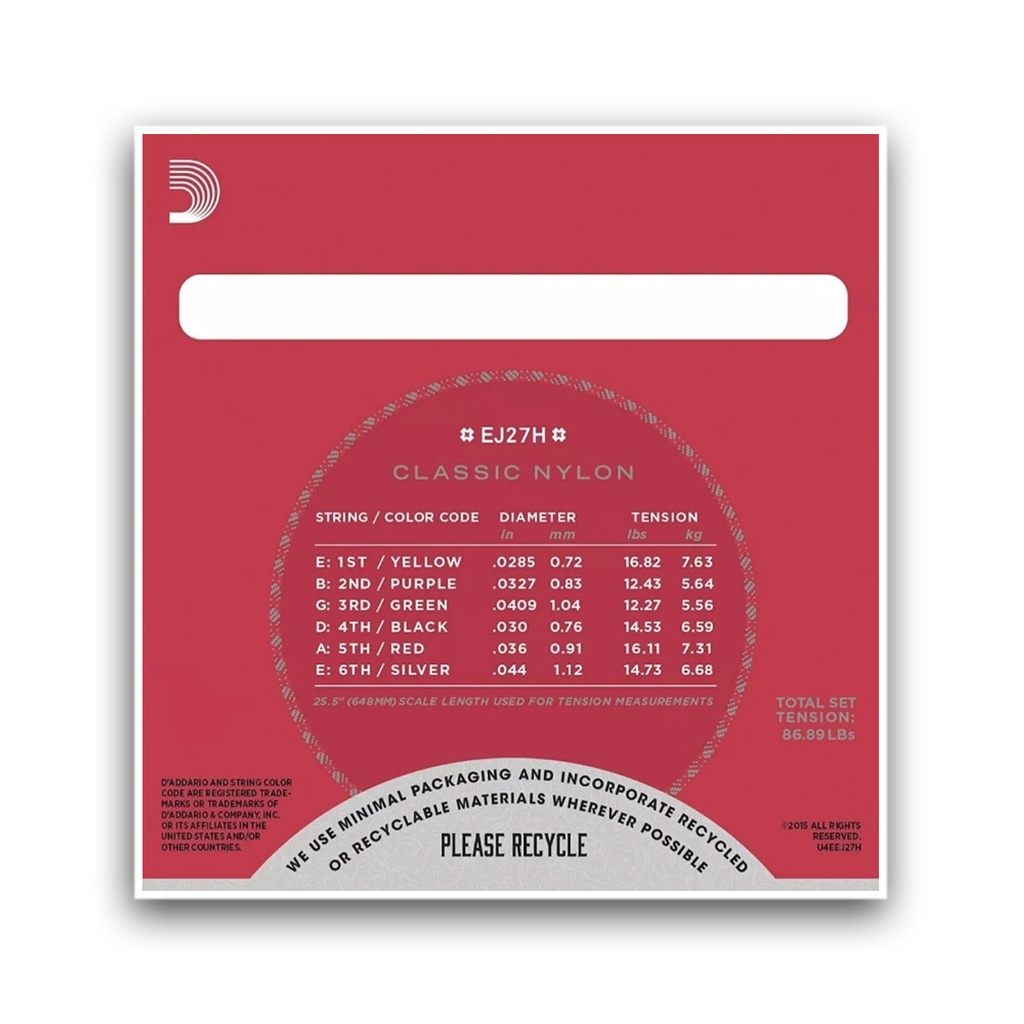 Encordado Guitarra Clasica / Criolla D'Addario EJ27H