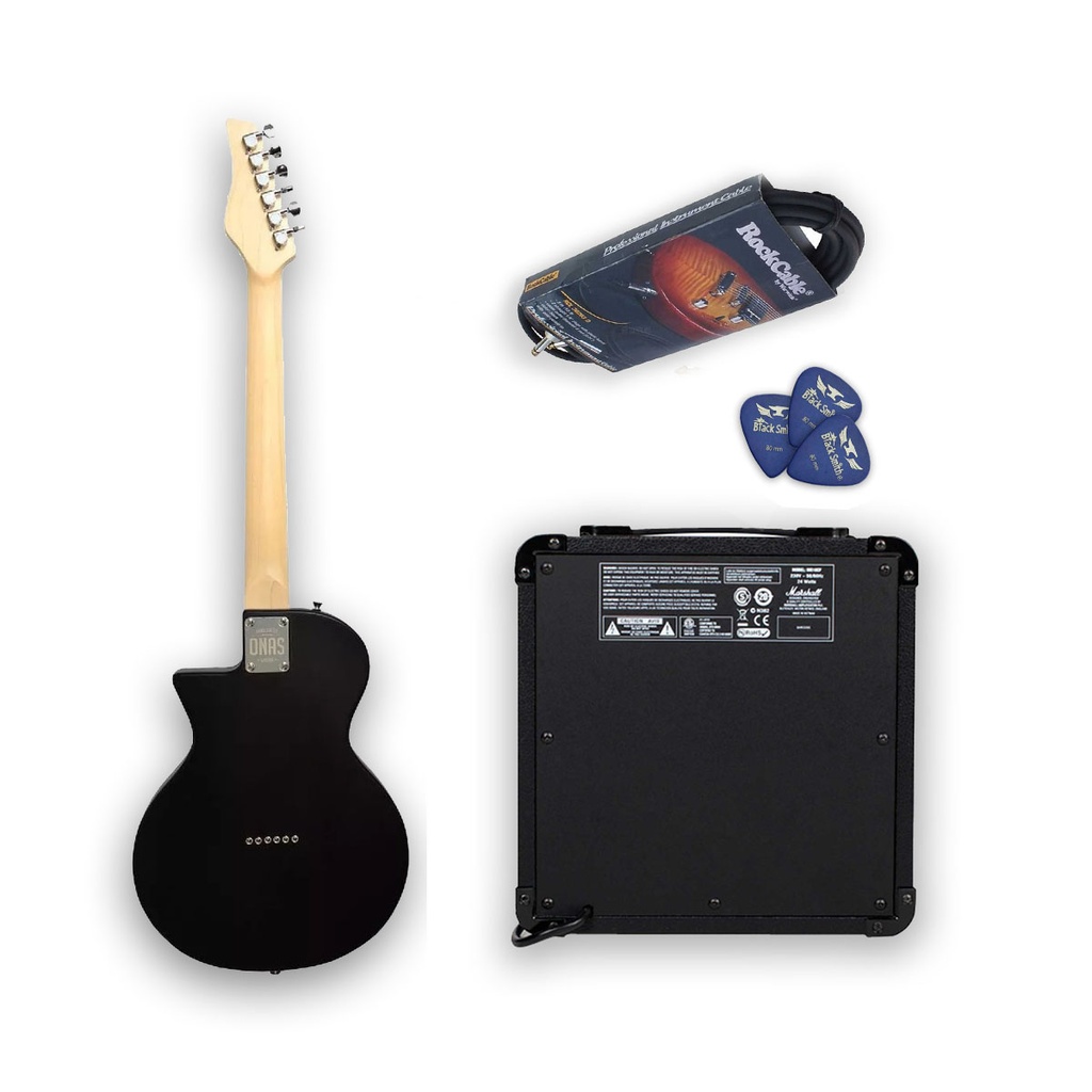 Guitarra Onas Frizz Black + Marshall MG10 Gold + Cable Warwick 30203 D7 + Puas Black Smith 0.8; 1.0; y 1.2