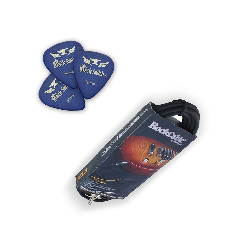 Guitarra Encore E69 Cherry Red + Marshall MG10 Gold + Cable Warwick 30203 D7 + Puas Black Smith 0.8; 1.0; y 1.2