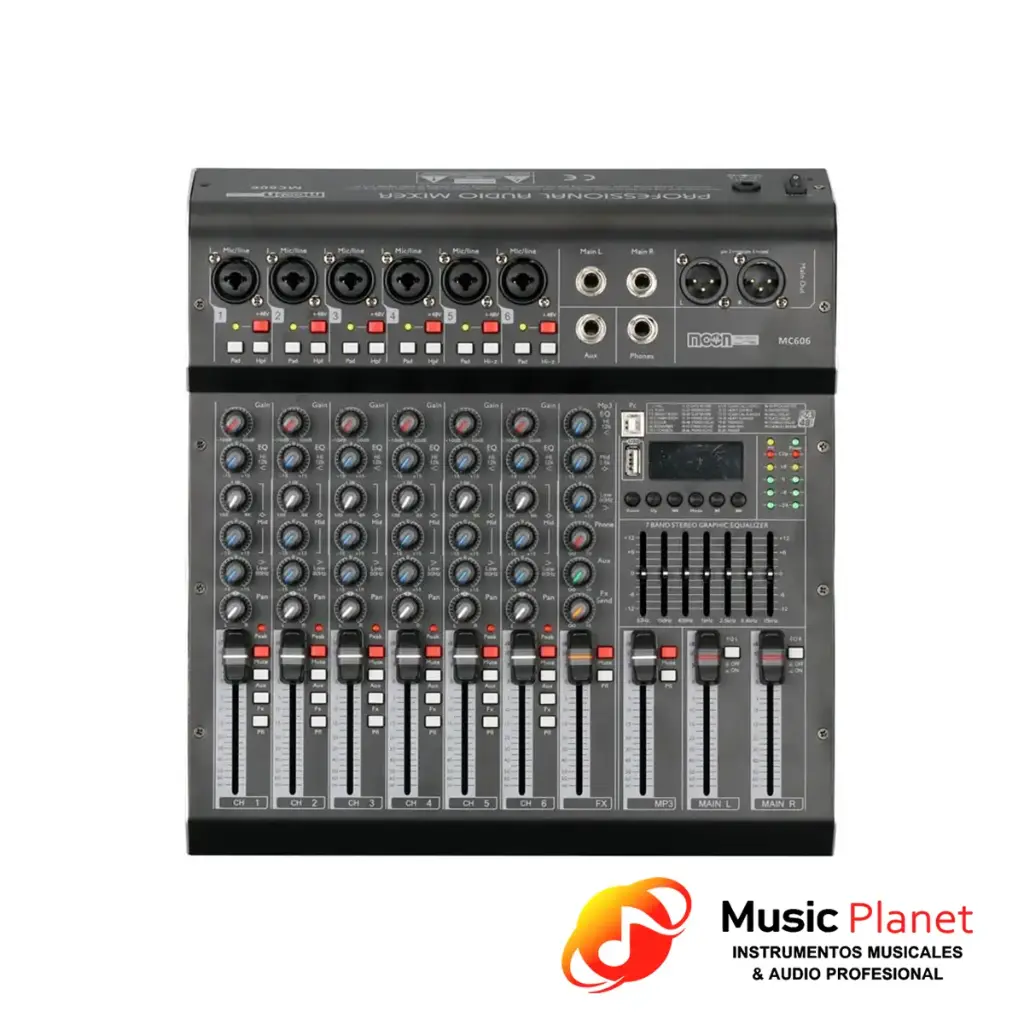 MIXER MOON 6 CANALES INC. FUENTE MOON AUDIO PRO MC606