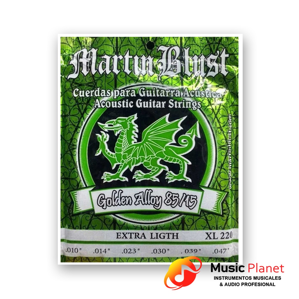 Encordado Guitarra Acustica Martin Blust XL220 Golden Alloy 85/15               