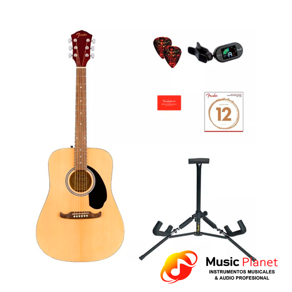 Pack Guitarra Acustica Fender FA-125 NAT WN