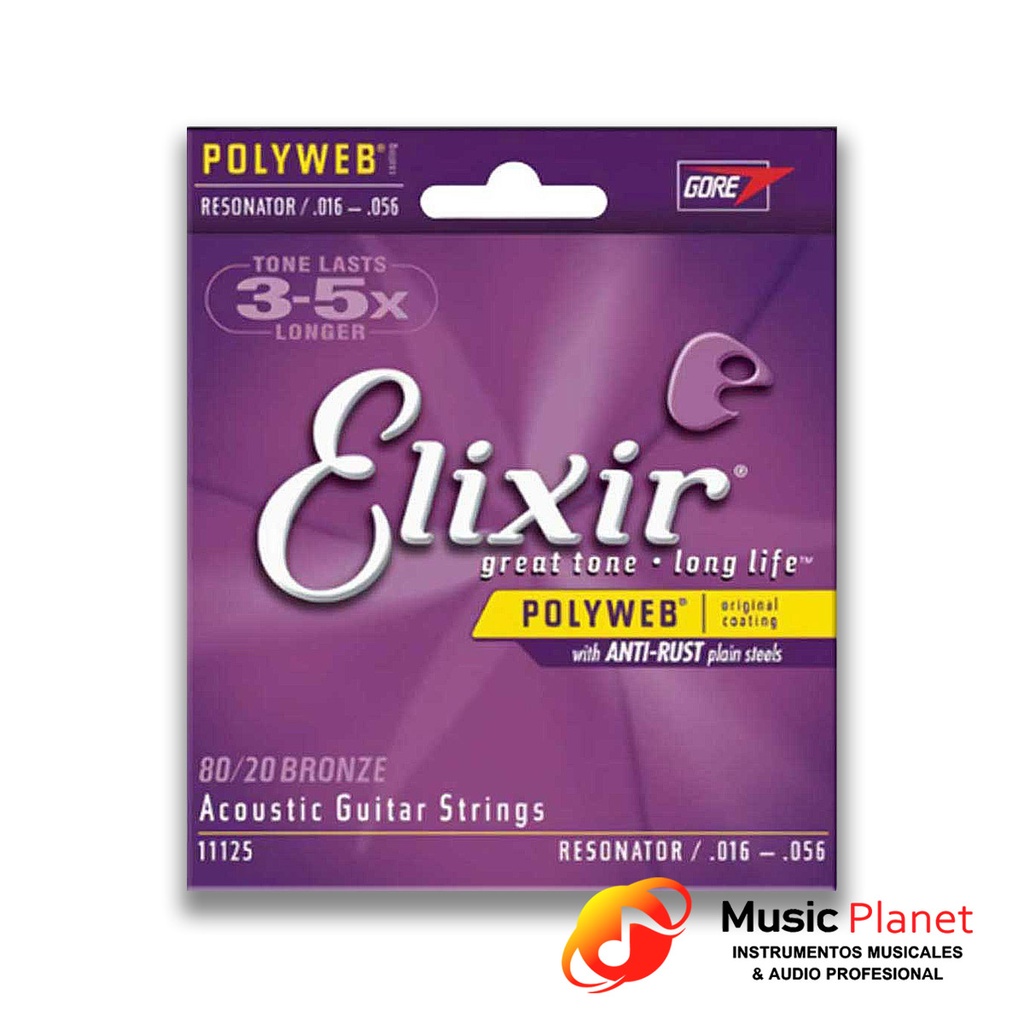 Encordado Guitarra Acustica Elixir 11125 Resonator / .016 - .056