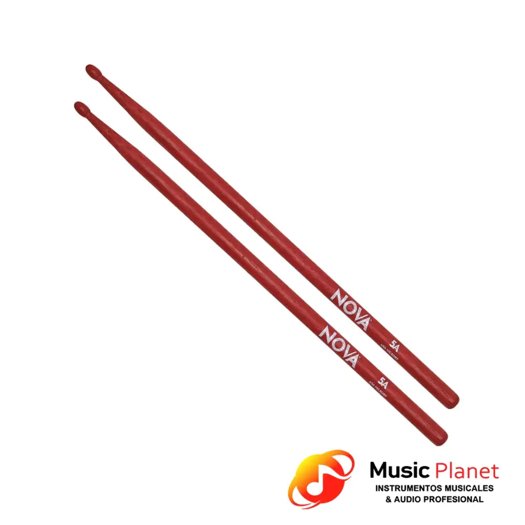 Baquetas Nova DrumSticks N5A Classic 5A ROJO