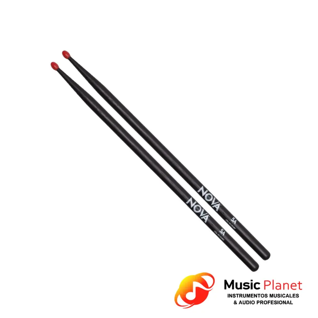 Baquetas Nova DrumSticks N5AN Classic 5A Negro y Rojo