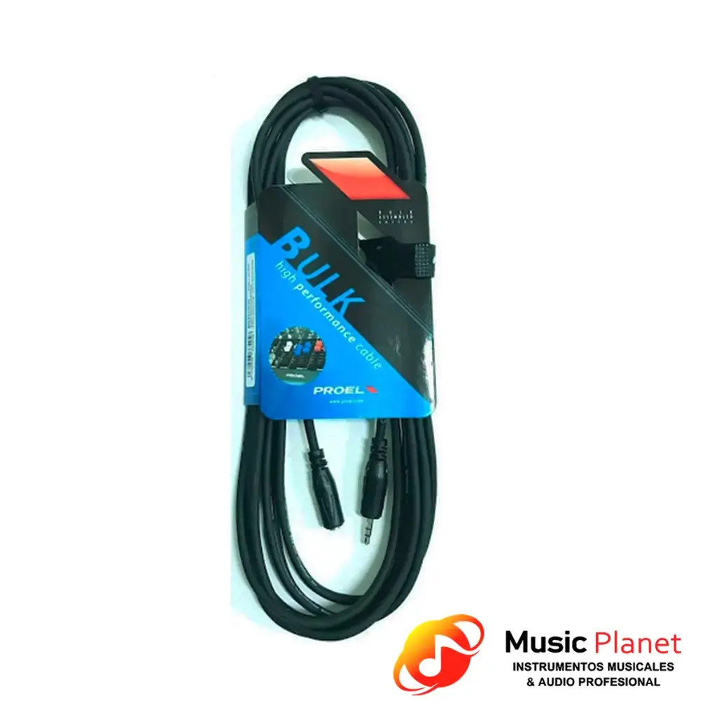 Cable Extension Plug 3,5 Hembra / Plug 3,5 Macho Stereo Proel BULK515LU3 - 3 mts. - Negro