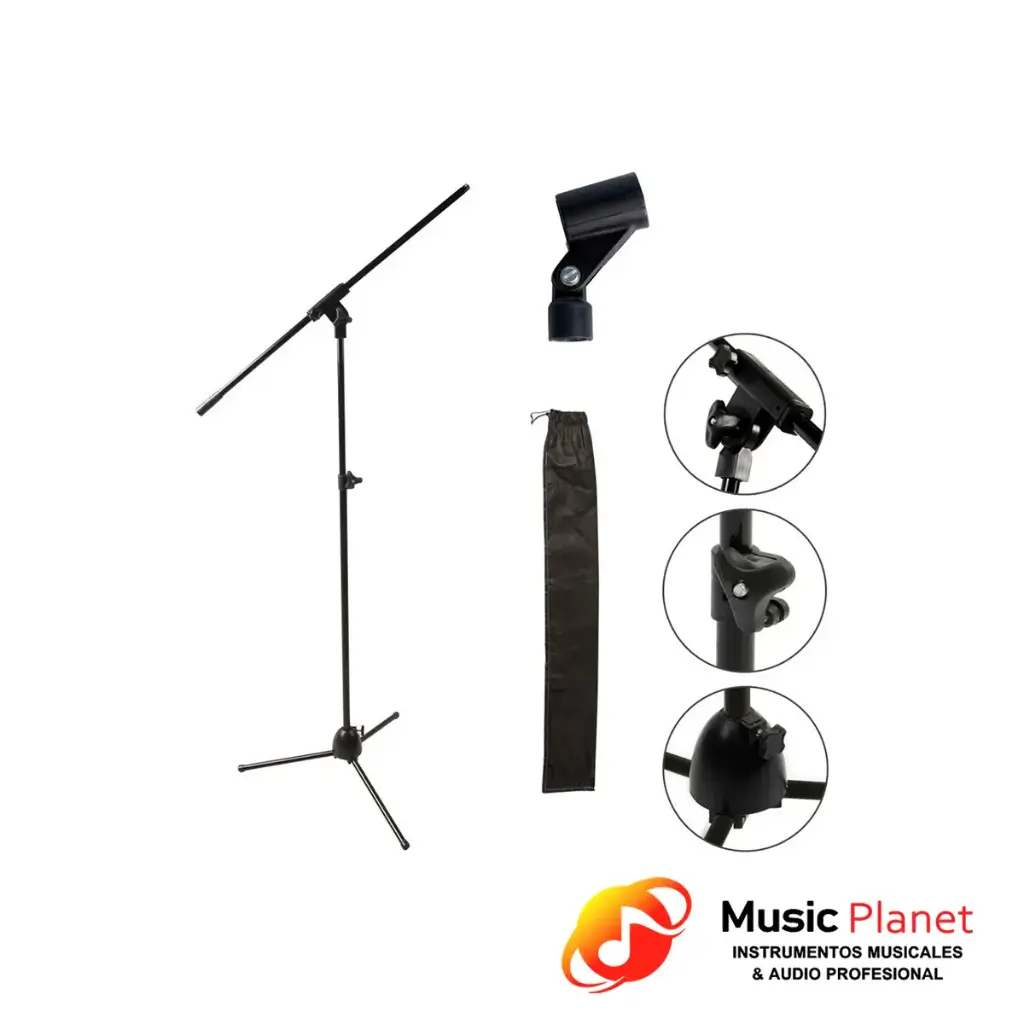 Soporte Microfono Jirafa c/pipeta Modu-Lok SM-10J - Negro