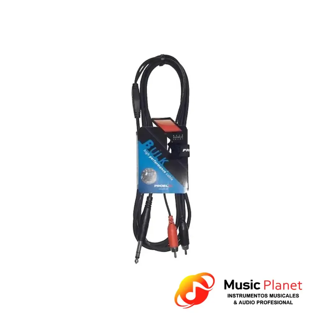 Cable 2 RCA-Plug Stereo 6.3mm Proel BULK550LU18 - 1,8 mts.