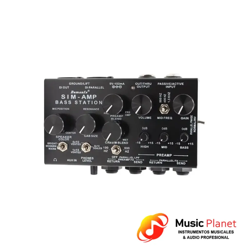 Pedal PreAmp Demon FX - Sim Amp Bass - Negro