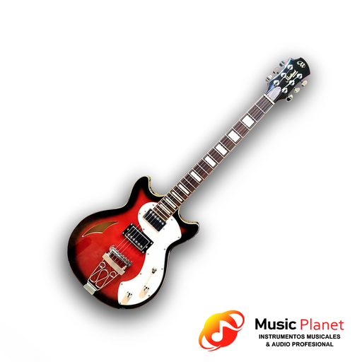 [(6) 3391] Guitarra Electrica Midland HEG-560 Form Vintg.  semihueca