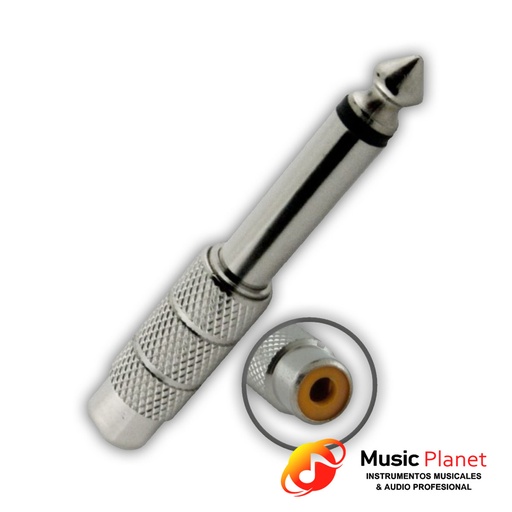 [(7) 6.5MRCAM] Adaptador Jack RCA a Plug Mono 6.5 Artekit (6.5MRCAM) Metalico
