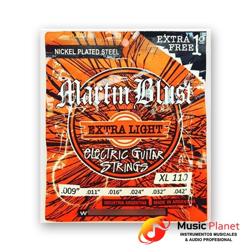 [(5) 6413] Encordado Guitarra Electrica Martin Blust XL110               