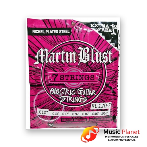 [(5) 3747] Encordado Guitarra Electrica Martin Blust RL120-7