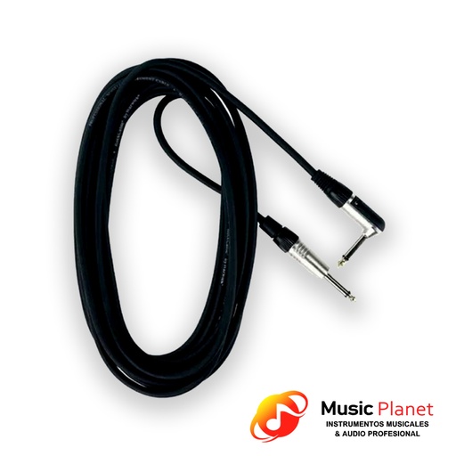 [(1) T0840115056] Cable Plug / Angulo Warwick RCL 30256 D7 Black 6mts.