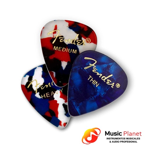 [CB-021] Puas Guitarra Fender Thin + Medium + Heavy (x3)