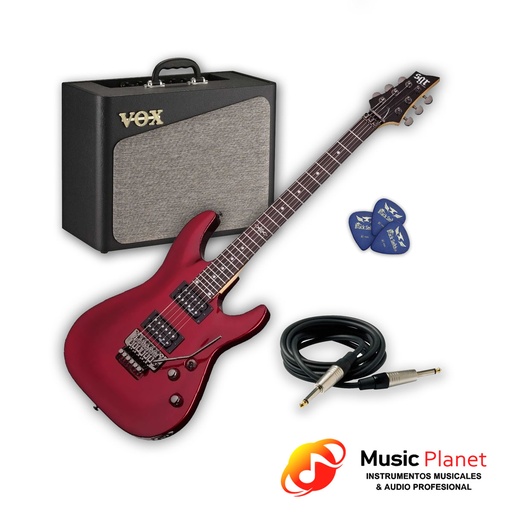 [(18H)  CB-C1FRMR-AV15-CA-PA] Guitarra Electrica SGR C1 FR Metalic Red + Amp. Vox AV15 + Cable + Puas 
