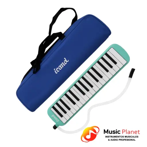 [(15) 116.214.037VA] Melodica Piano 37 notas Icarol - Funda - Verde Agua