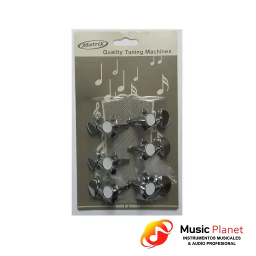 [(15) 200,300,004] Clavijero Guitarra Electrica Matrix - Gotoh 3+3 Paleta Chica - Cromado