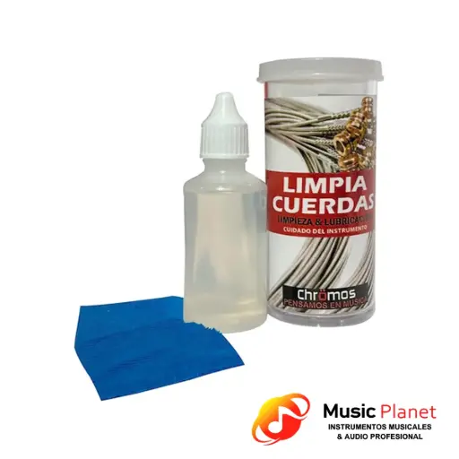 [(15) 104205012] Limpia Cuerdas + Paño CHRÖMOS 30cc - Transparente