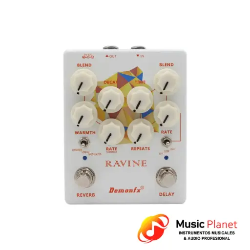 [(22D) 2406121425111521] Pedal Reverb/Delay Demon FX - RAVINE - Blanco