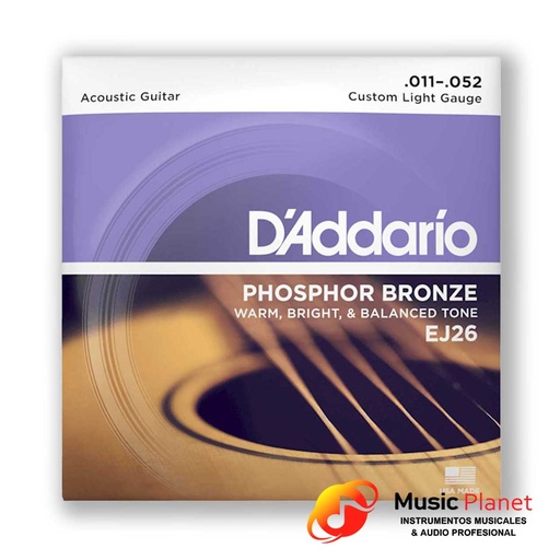 [535112] Encordado Guitarra Acustica D'addario EJ26 